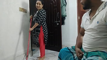 Desi couple gets turned on by their maid's revealing outfit